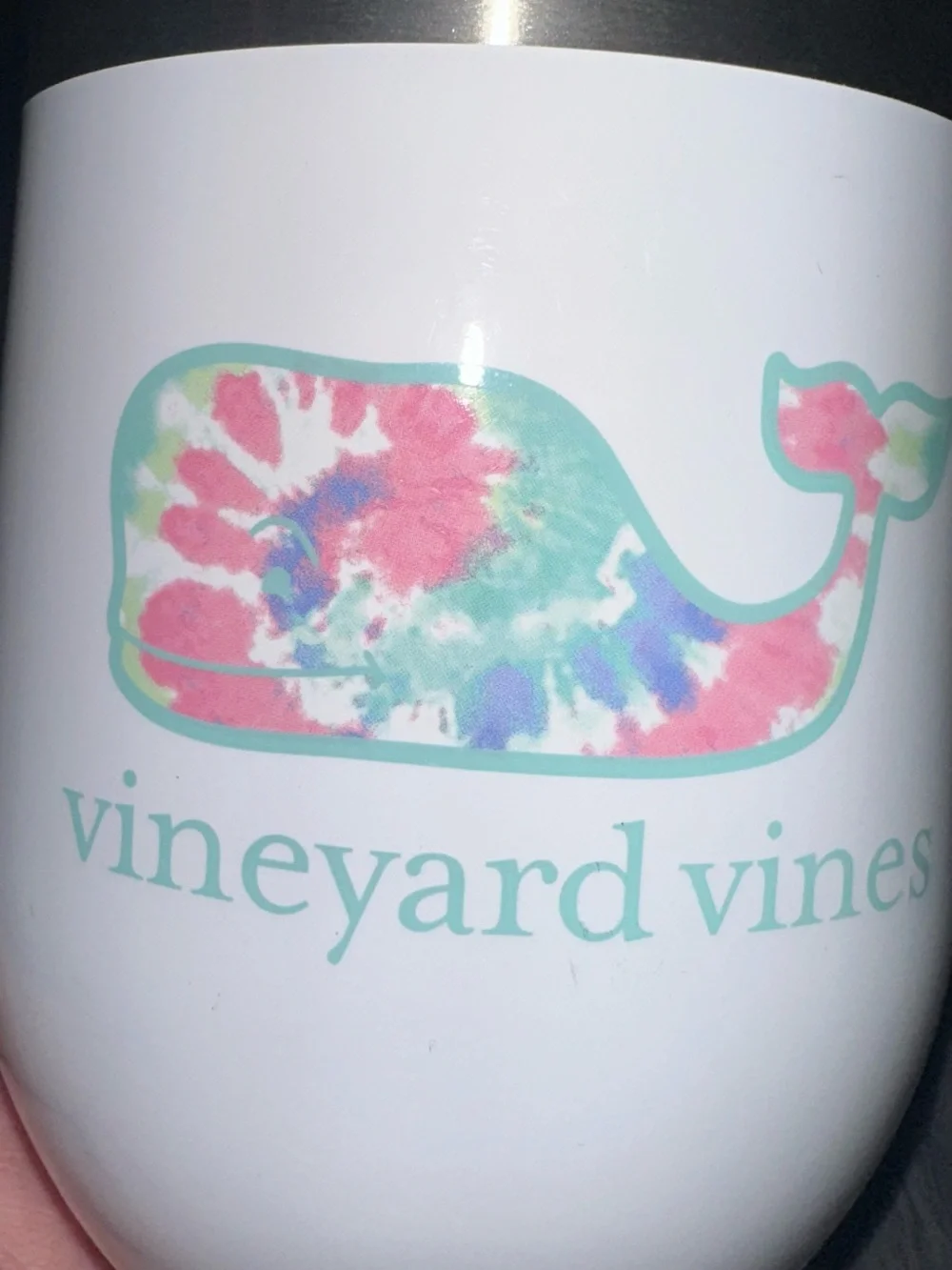 Vineyard Vines White Tie-Dye Whale Insulated 12 fl oz Stemless Tumbler